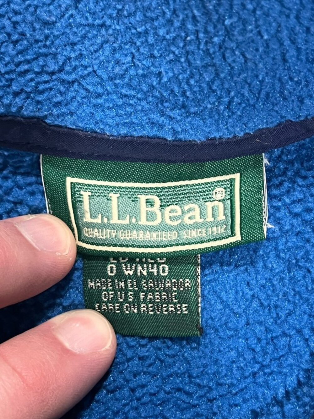 L.L. Bean Mens Large Blue Fleece Snap Pullover USA Made Outdoor Sweater - Picture 5 of 7